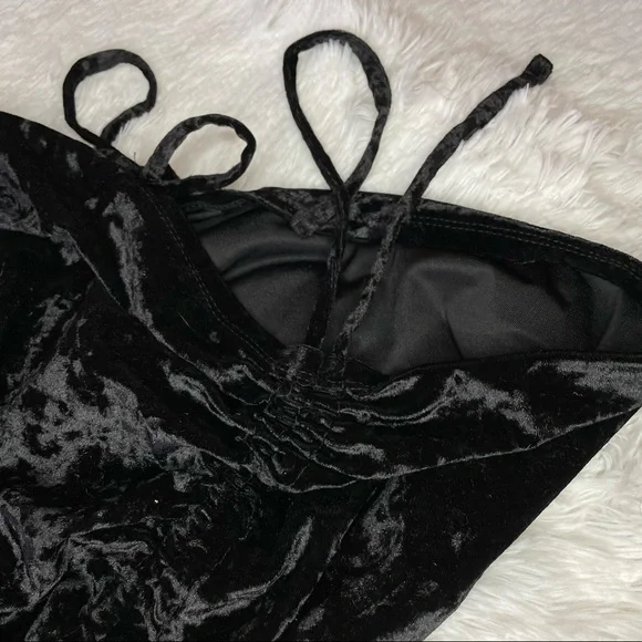 NWT XXL madden girl Crushed velvet black long sleeve stretchy ruched dress - Picture 7 of 8